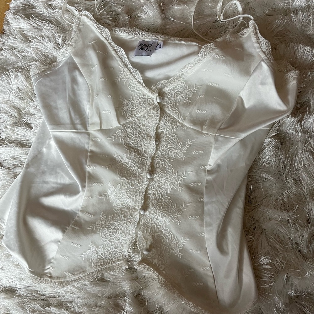 White Lace Button-Up Camisole